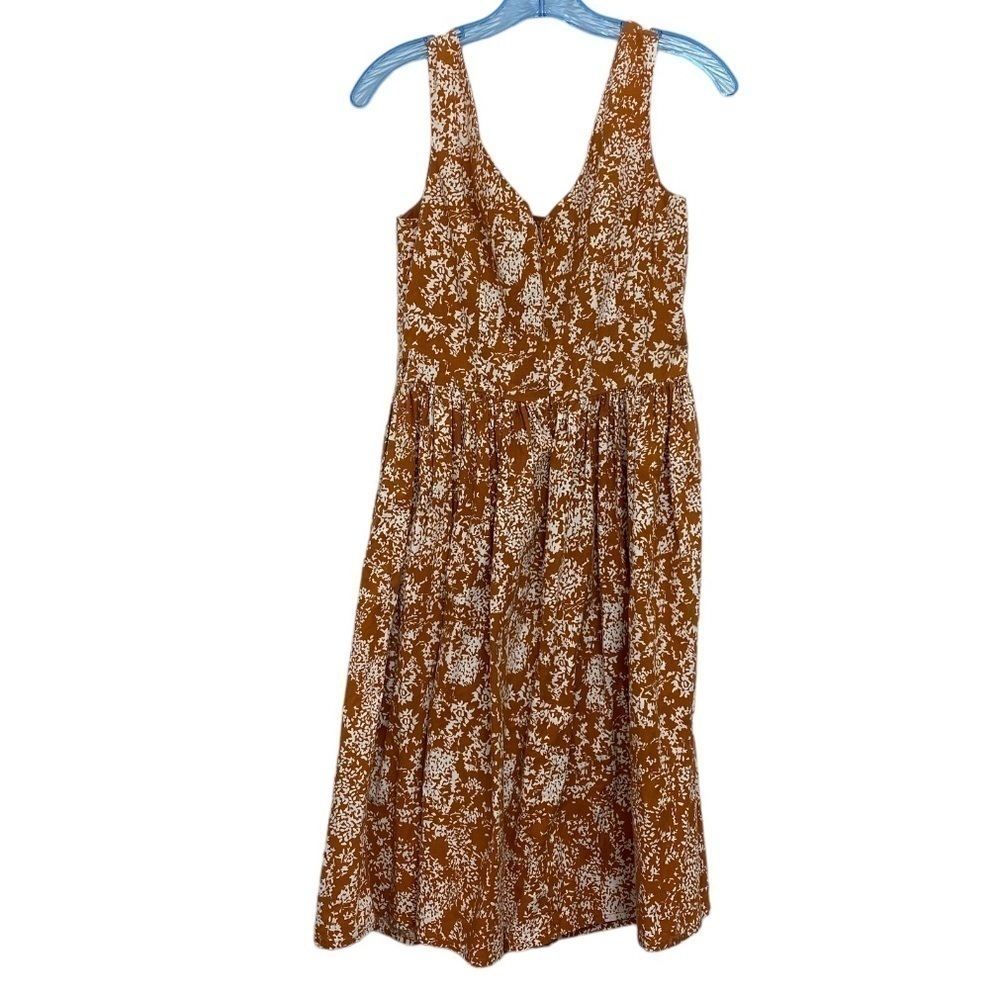 Lapis by Anthropologie Brown White Floral Cotton Blend A-line Dress Size Small - Picture 13 of 14